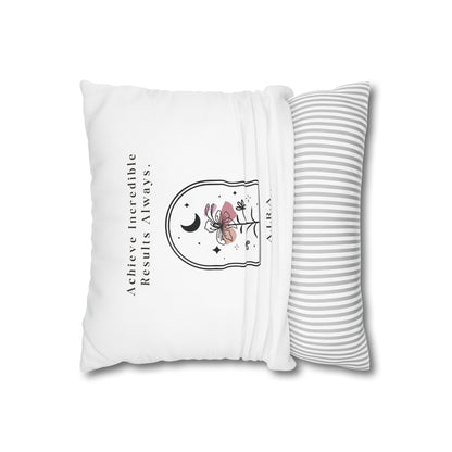 Personalized Initial Quote Floral Moon — Custom Sayings on Square Poly Canvas Pillowcase
