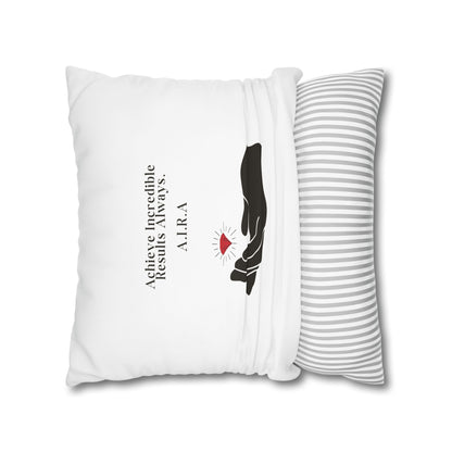 Personalized Initial Quote Gem Hand — Custom Sayings on Square Poly Canvas Pillowcase