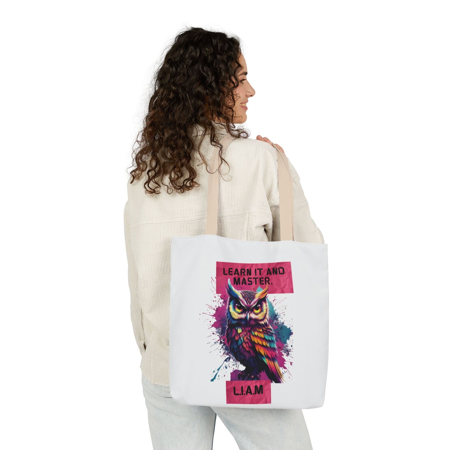 Personalized Initial Quote Owl Canvas Tote Custom Name