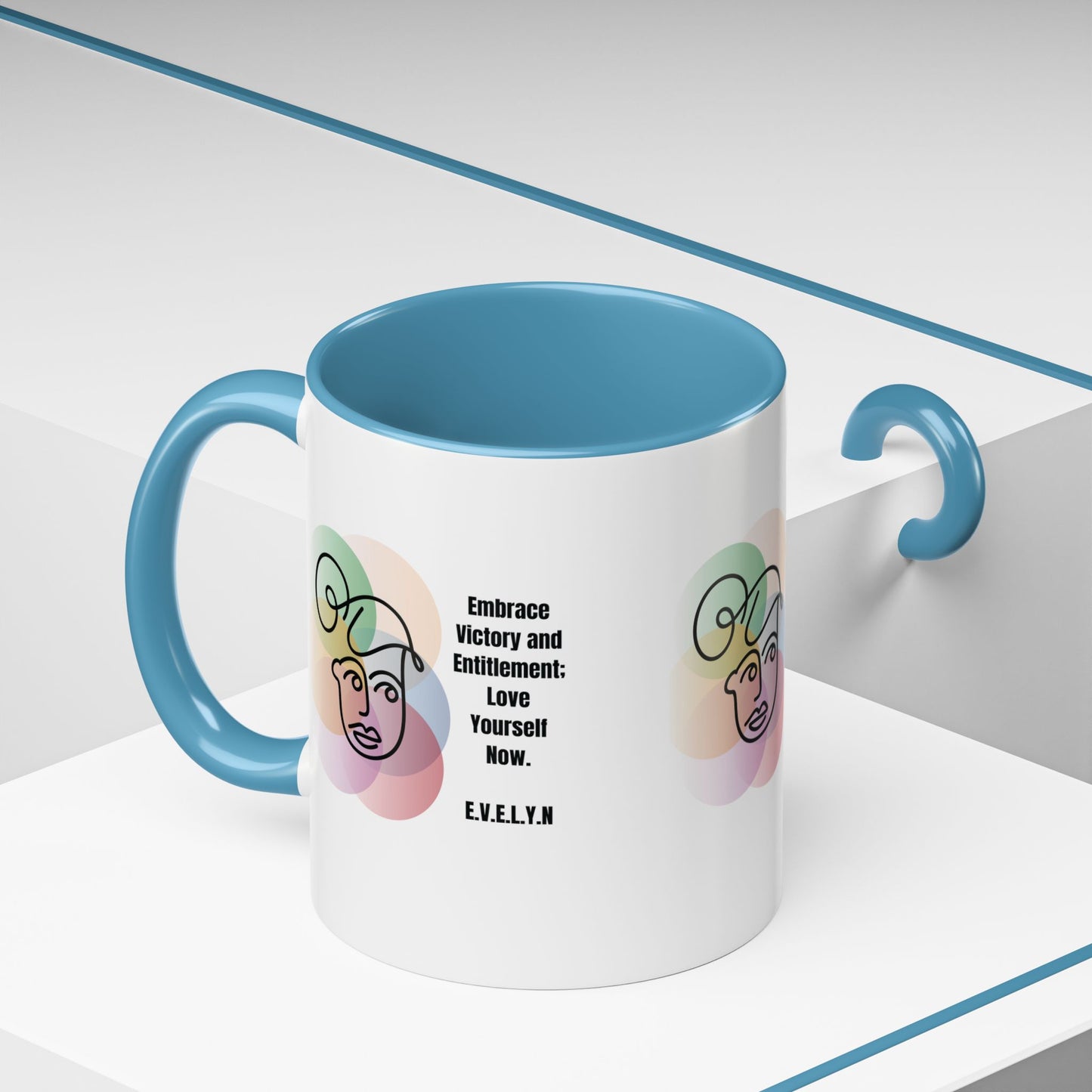 Personalized Initial Sketch Girl Accent Coffee Mug