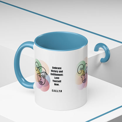 Personalized Initial Sketch Girl Accent Coffee Mug