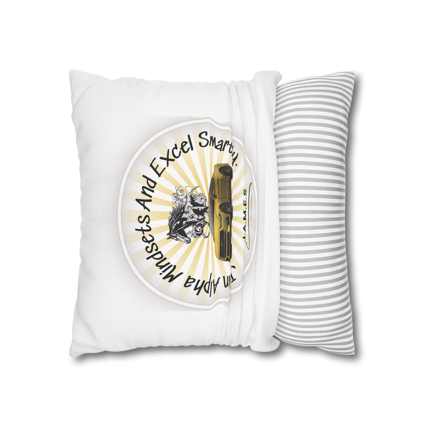 Personalized Initial Quote Horse Car — Custom Sayings on Square Poly Canvas Pillowcase