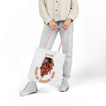 Personalized Initial Quote Fire Skull Canvas Tote Custom Name