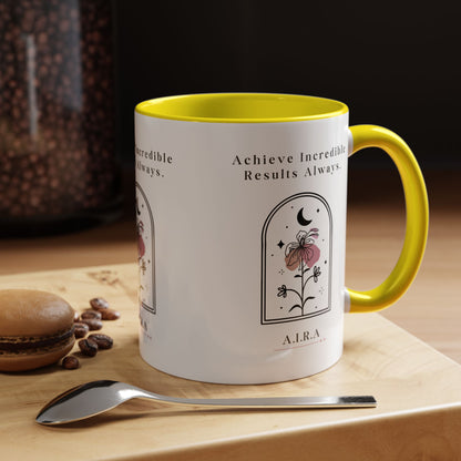 Personalized Initial Floral Moon Accent Coffee Mug