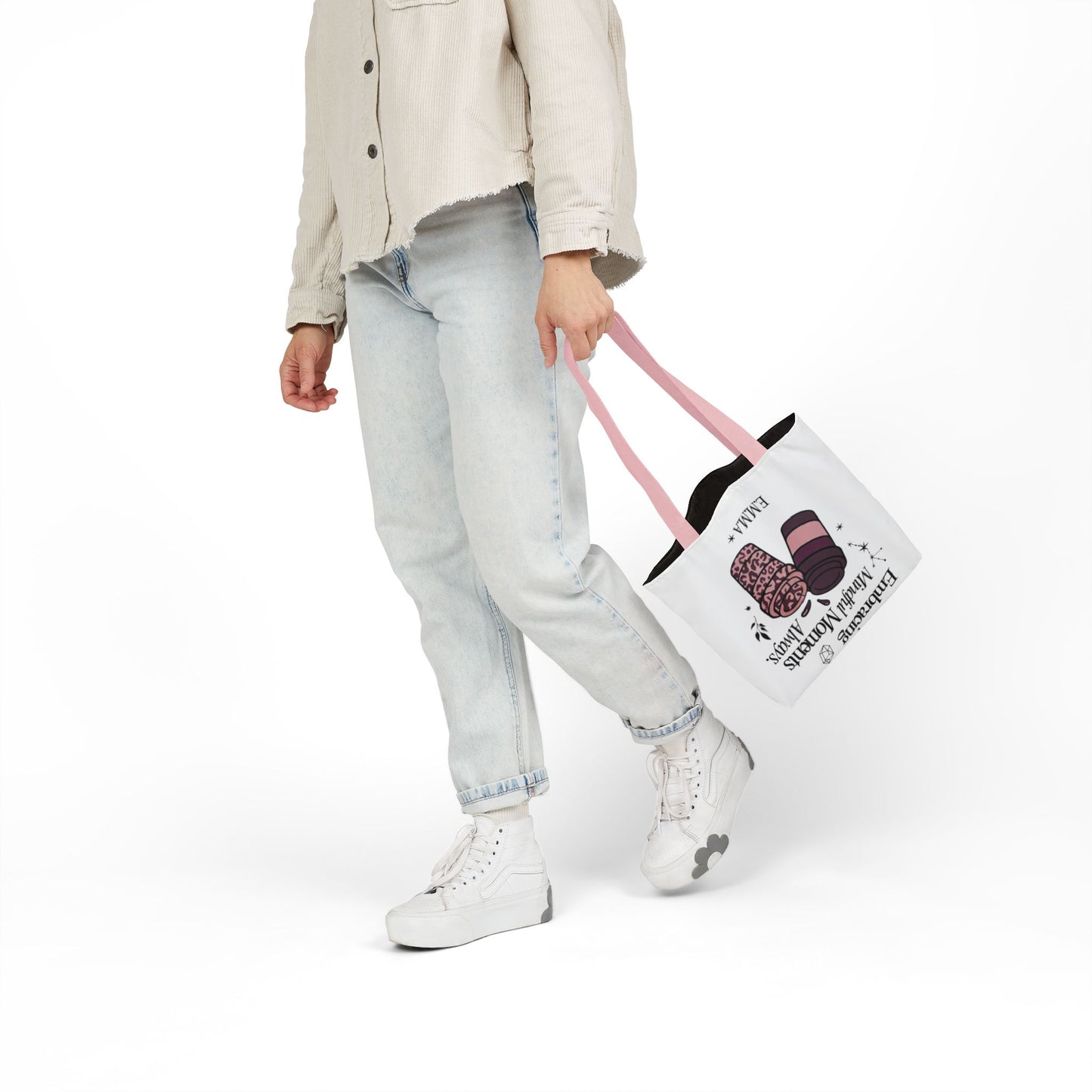 Personalized Initial Quote Coffee Cup Canvas Tote Custom Name