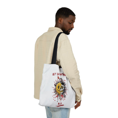 Personalized Initial Quote Split Smile Skull Canvas Tote Custom Name