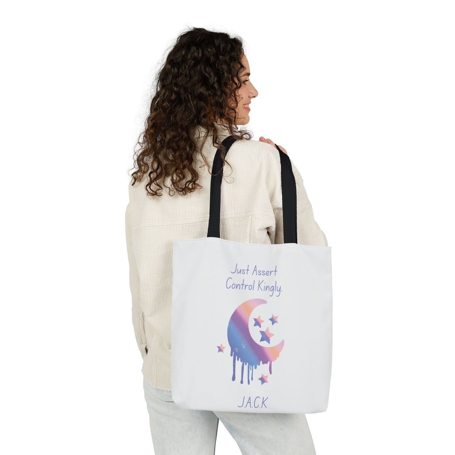 Personalized Initial Quote Moon Dripping Canvas Tote Custom Name