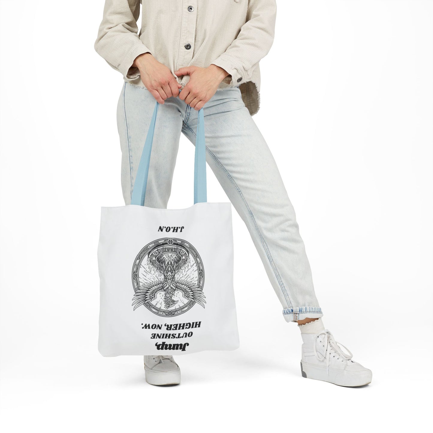 Personalized Initial Quote Circled Eagle Canvas Tote Custom Name