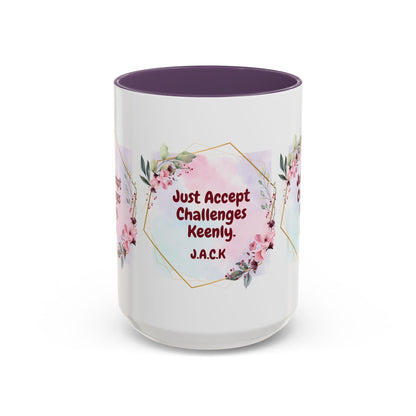 Personalized Floral Frame Accent Coffee Mug