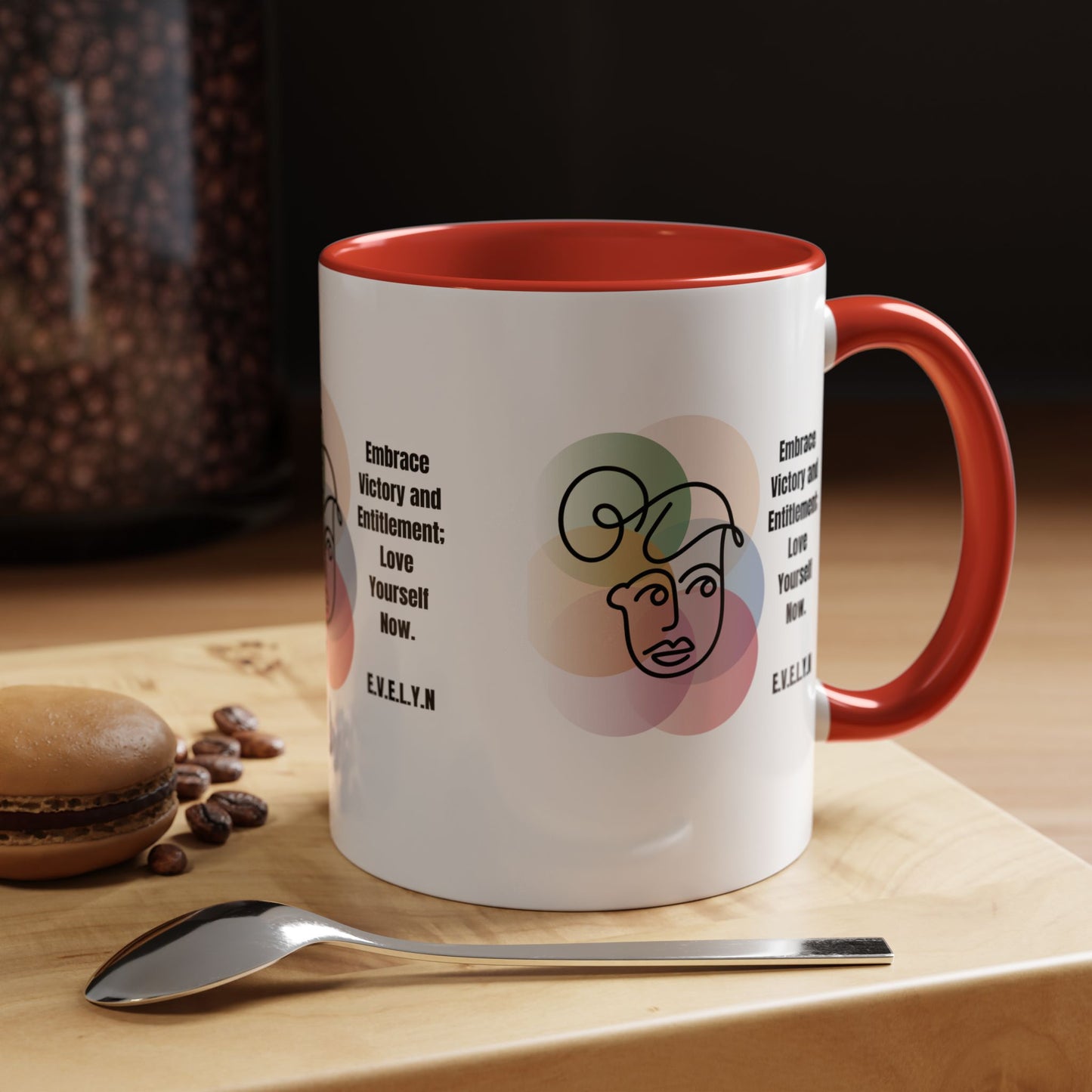 Personalized Initial Sketch Girl Accent Coffee Mug
