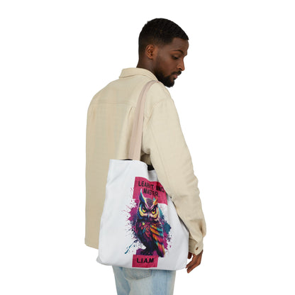 Personalized Initial Quote Owl Canvas Tote Custom Name