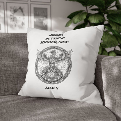 Personalized Initial Quote Circled Eagle — Custom Sayings on Square Poly Canvas Pillowcase