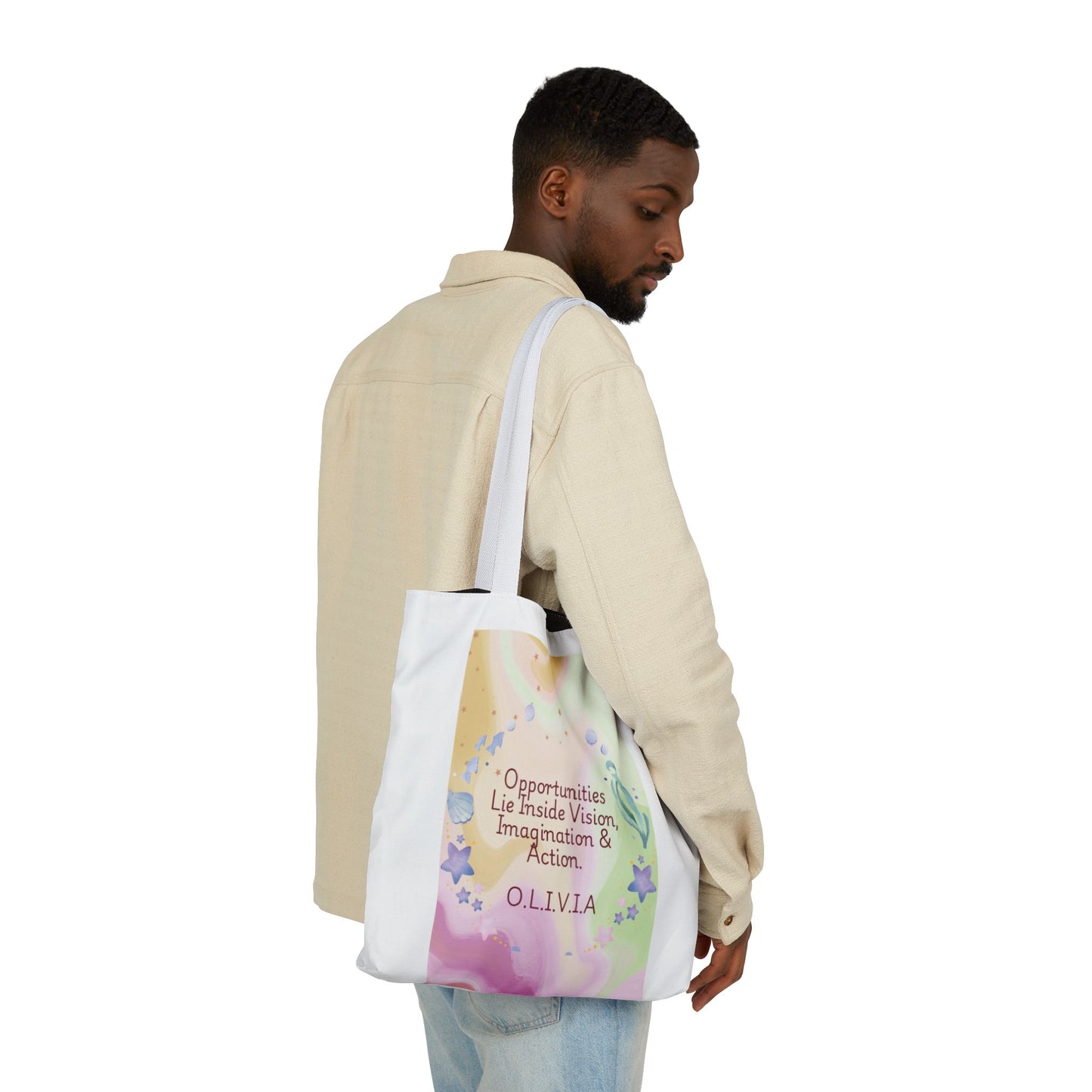 Personalized Initial Quote Ocean Theme Canvas Tote Custom Name