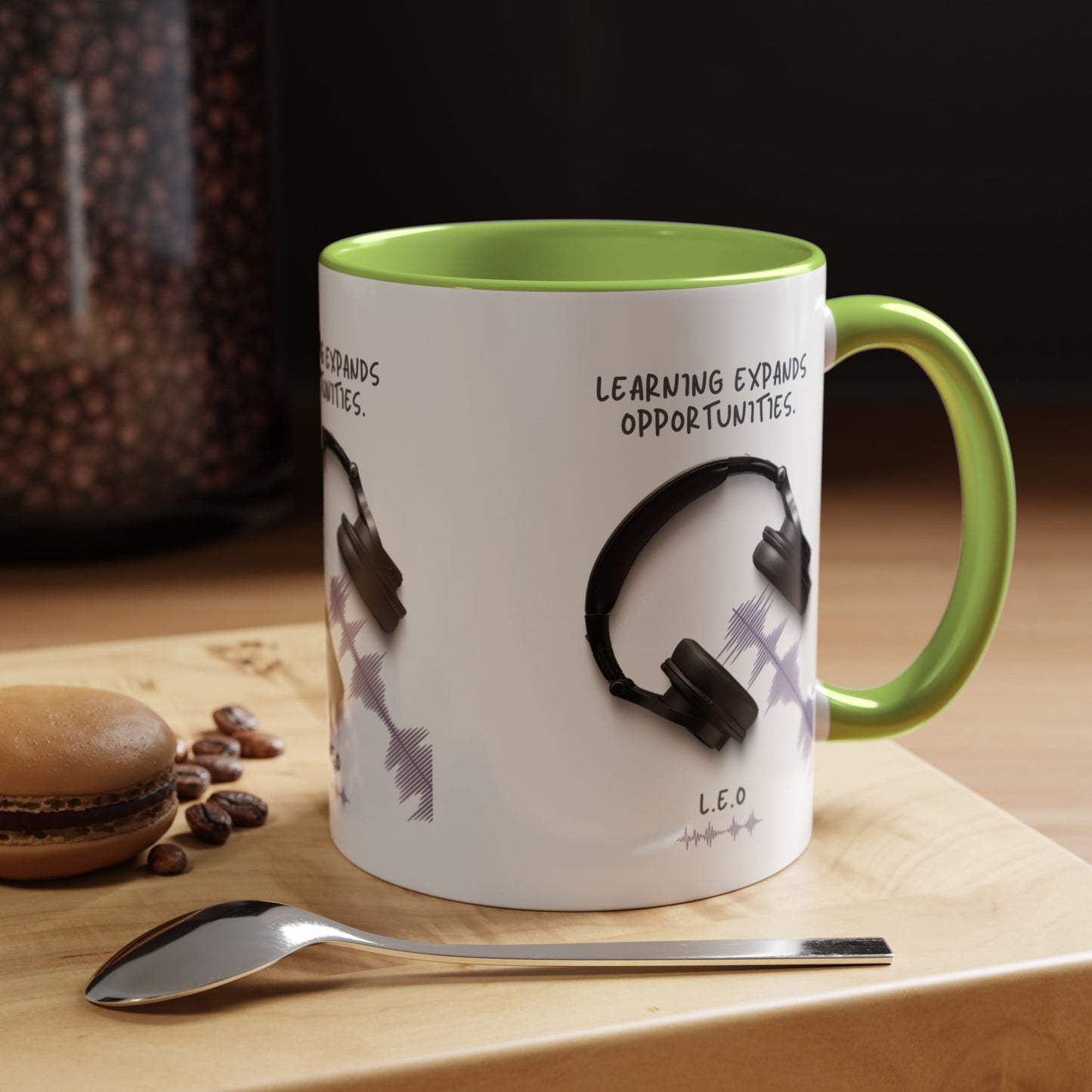 Personalized Initial Headphones Accent Coffee Mug