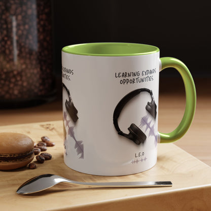 Personalized Initial Headphones Accent Coffee Mug