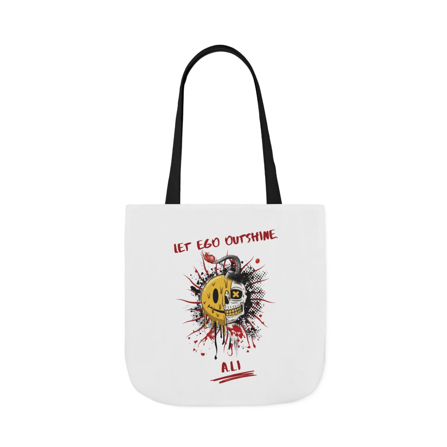 Personalized Initial Quote Split Smile Skull Canvas Tote Custom Name