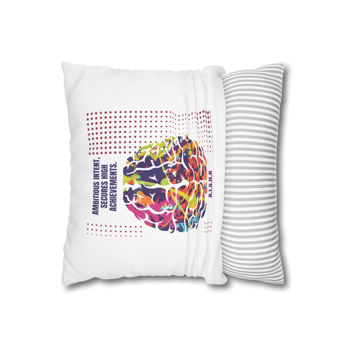 Personalized Initial Quote Brain — Custom Sayings on Square Poly Canvas Pillowcase