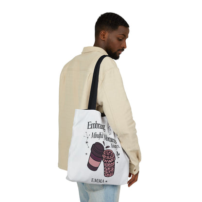 Personalized Initial Quote Coffee Cup Canvas Tote Custom Name