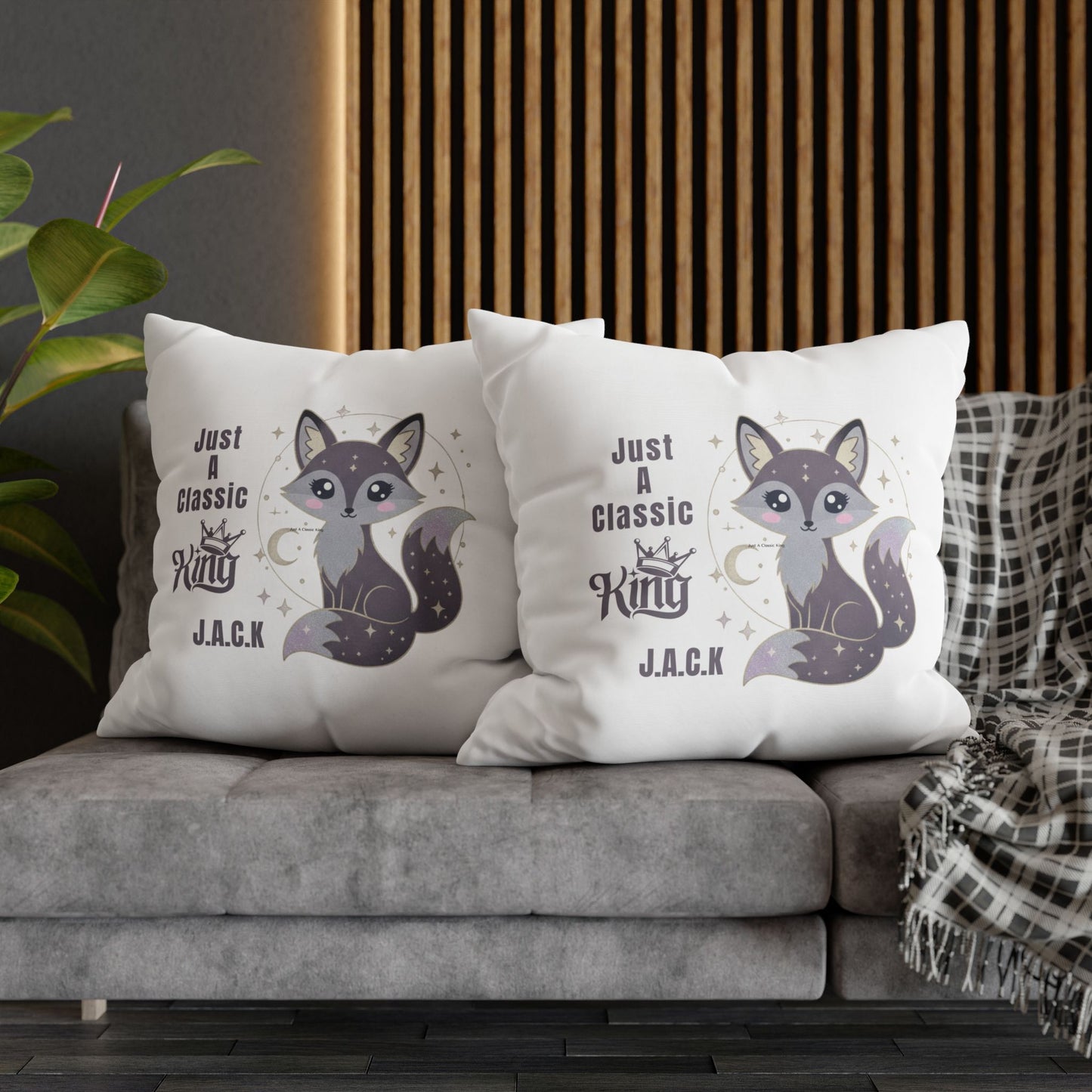 Personalized Initial Quote Fox — Custom Sayings on Square Poly Canvas Pillowcase
