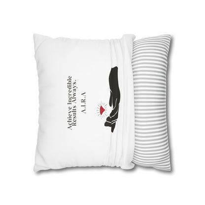 Personalized Initial Quote Gem Hand — Custom Sayings on Square Poly Canvas Pillowcase