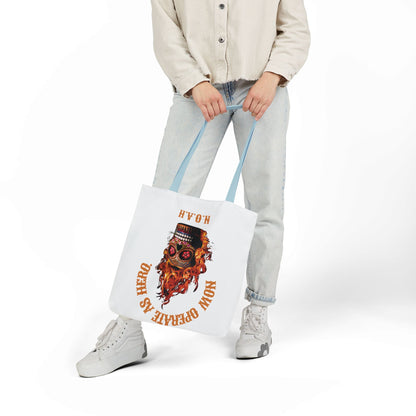 Personalized Initial Quote Fire Skull Canvas Tote Custom Name