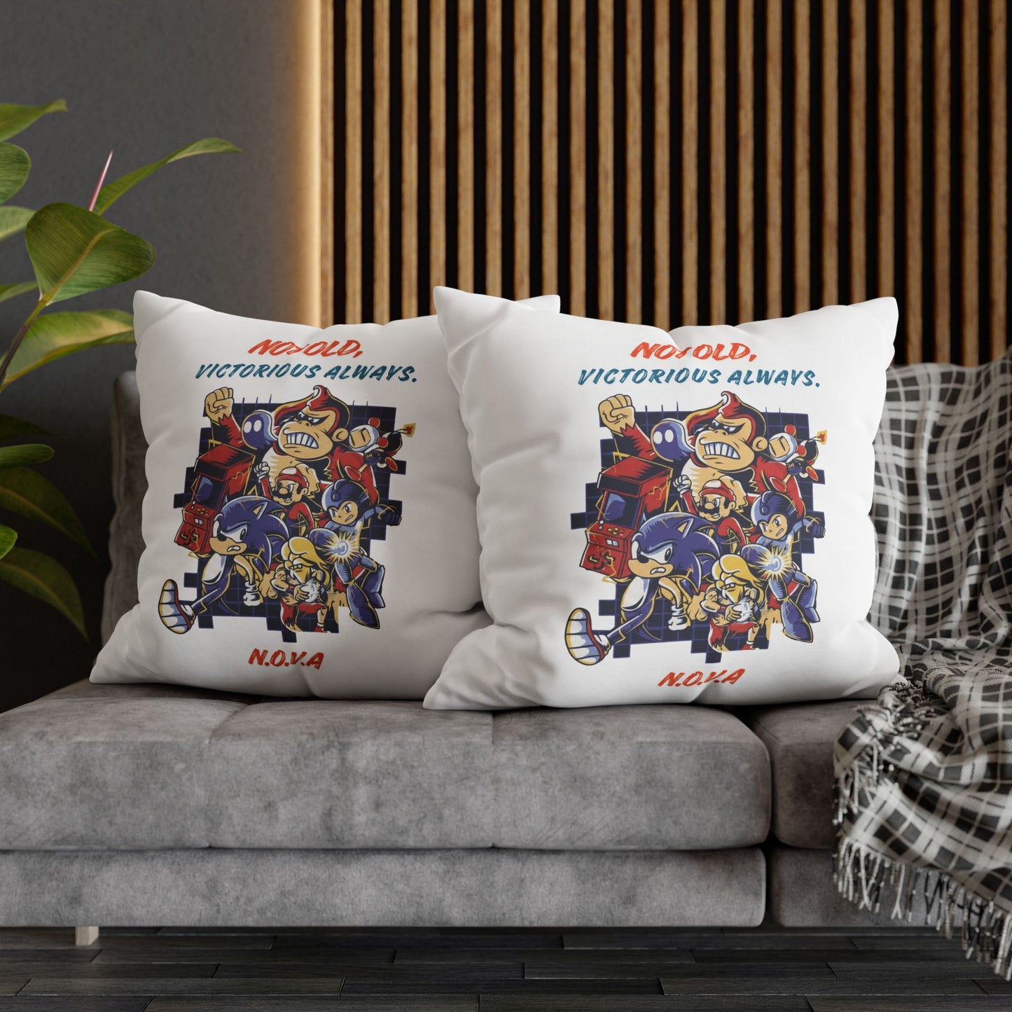 Personalized Initial Quote Cartoon — Custom Sayings on Square Poly Canvas Pillowcase