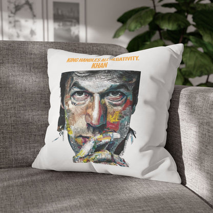 Personalized Initial Quote Khan — Custom Sayings on Square Poly Canvas Pillowcase