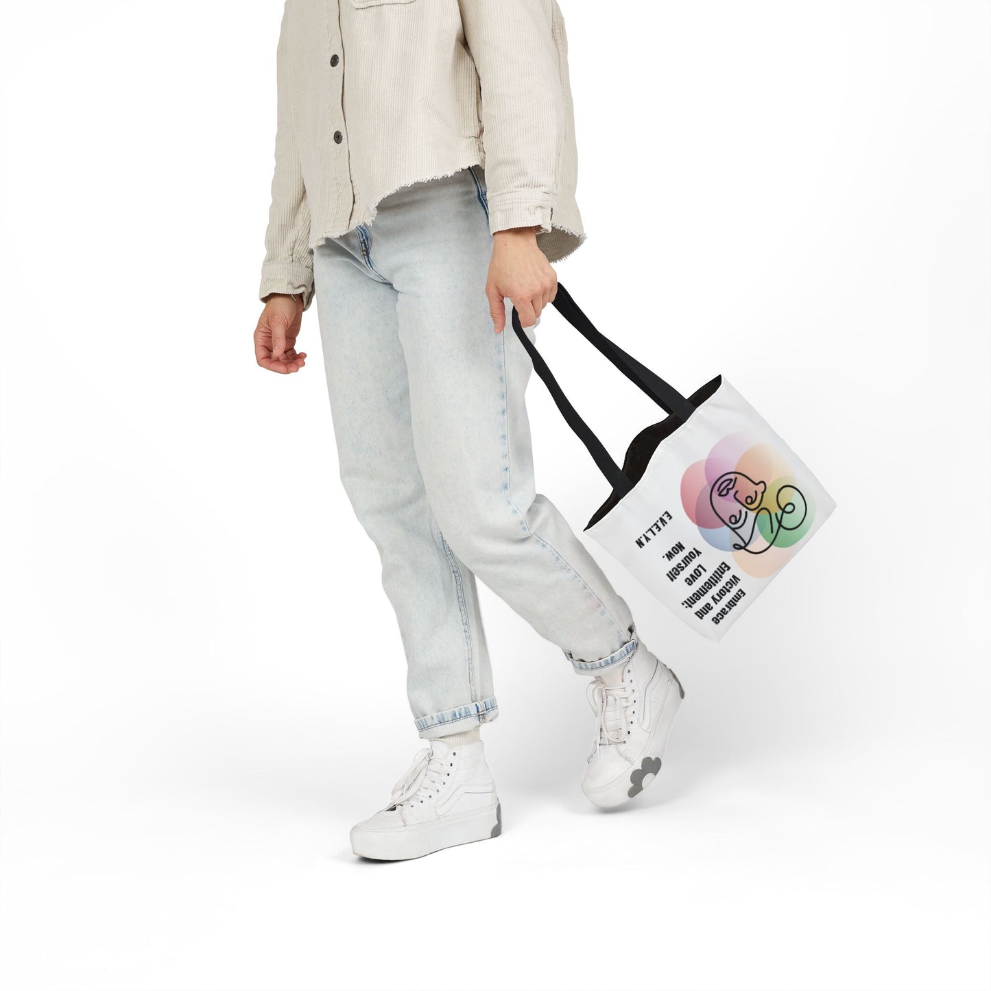 Personalized Initial Quote Sketch Girl Canvas Tote Custom Name