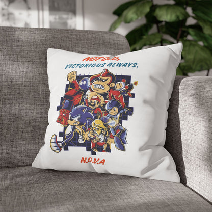 Personalized Initial Quote Cartoon — Custom Sayings on Square Poly Canvas Pillowcase