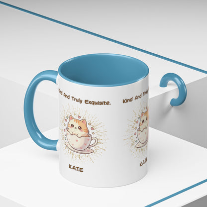 Personalized Initial Exquisite Cat Accent Coffee Mug