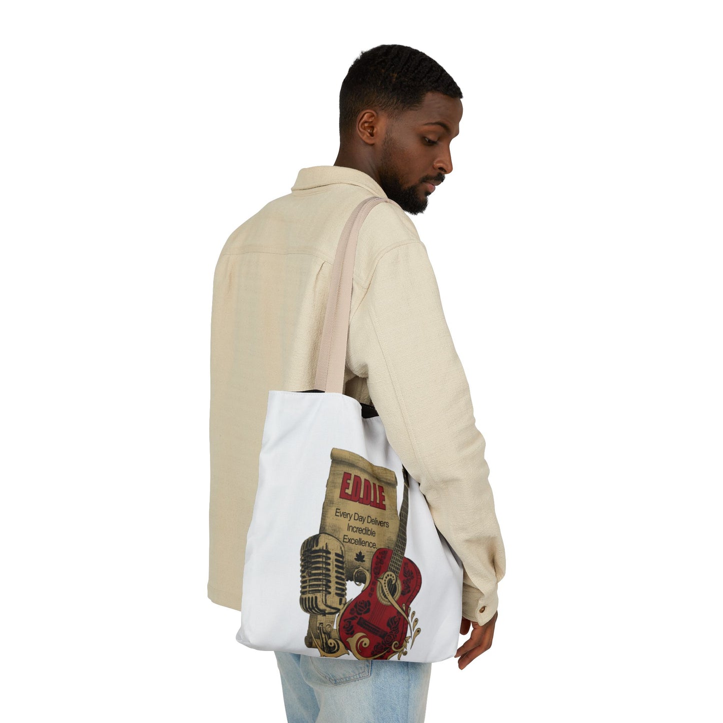 Personalized Initial Quote Guitar Canvas Tote Custom Name