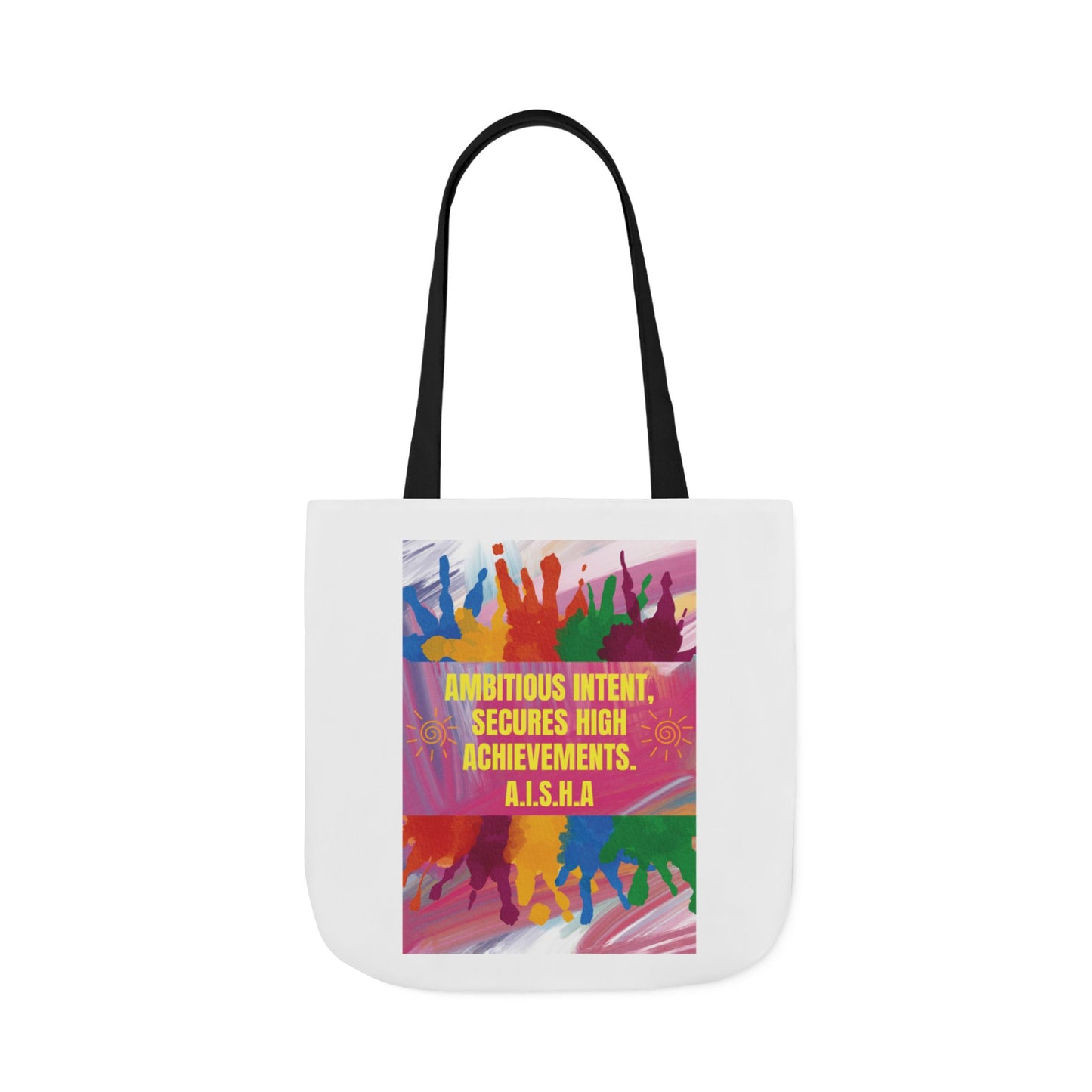 Personalized Initial Quote Colorful Paint Canvas Tote Custom Name