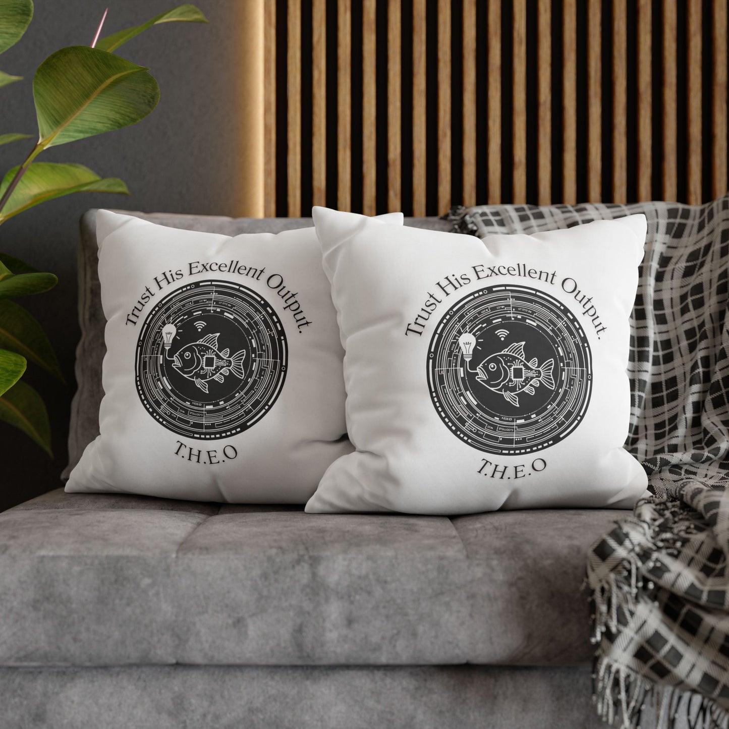 Personalized Initial Quote Fish — Custom Sayings on Square Poly Canvas Pillowcase