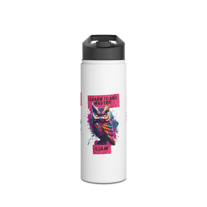 Personalized Initial Quote Owl Stainless Steel Water Bottle
