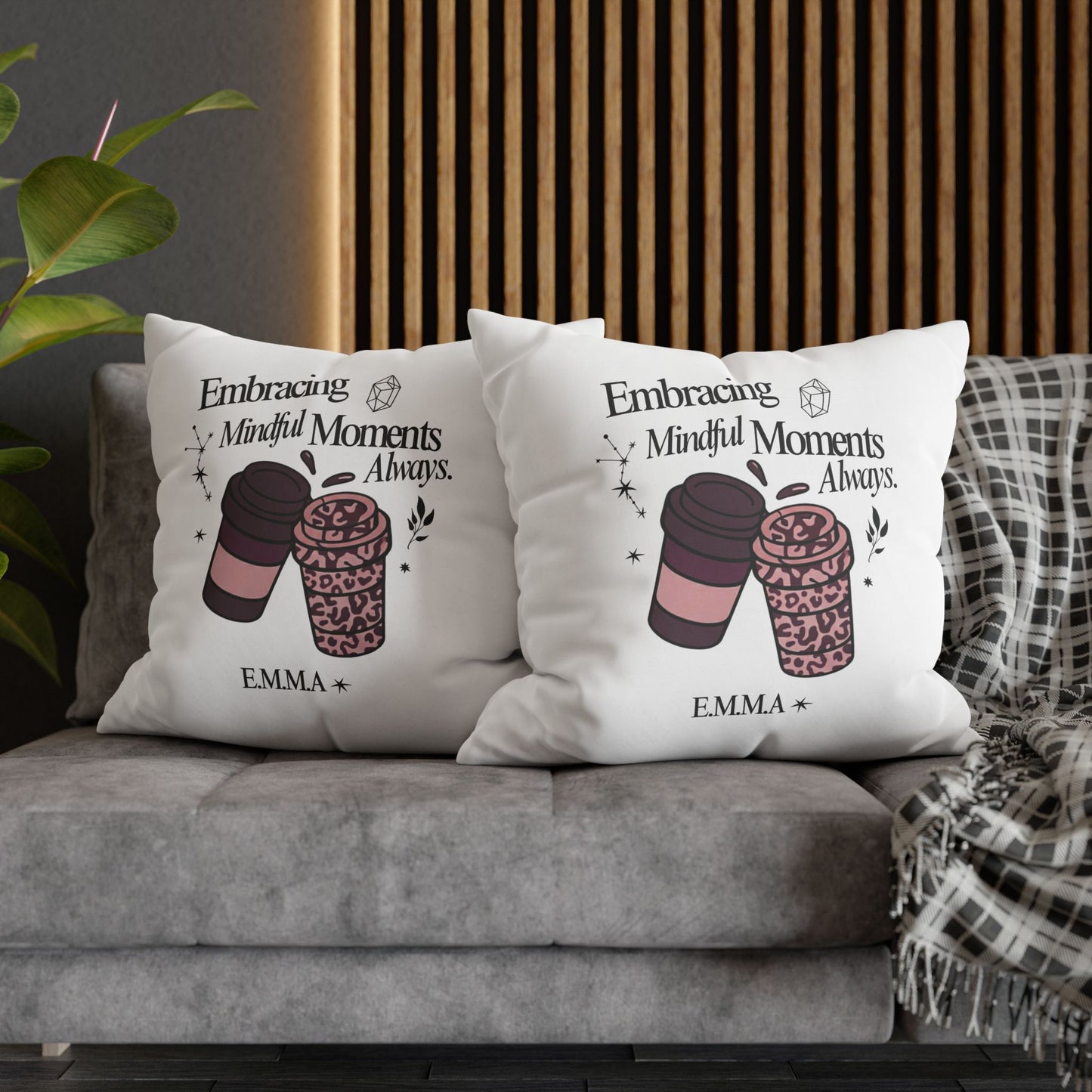 Personalized Initial Quote Girly Coffee — Custom Sayings on Square Poly Canvas Pillowcase