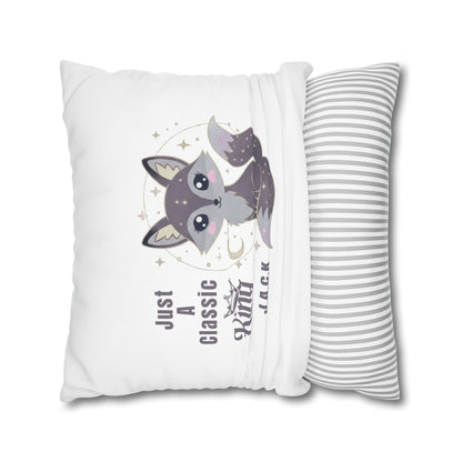 Personalized Initial Quote Fox — Custom Sayings on Square Poly Canvas Pillowcase