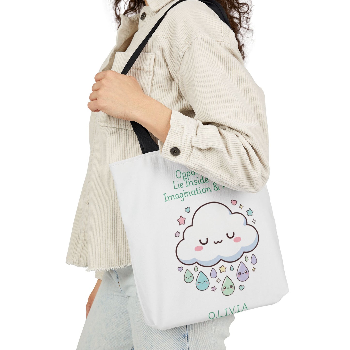 Personalized Initial Quote Cloud Dripping Canvas Tote Custom Name