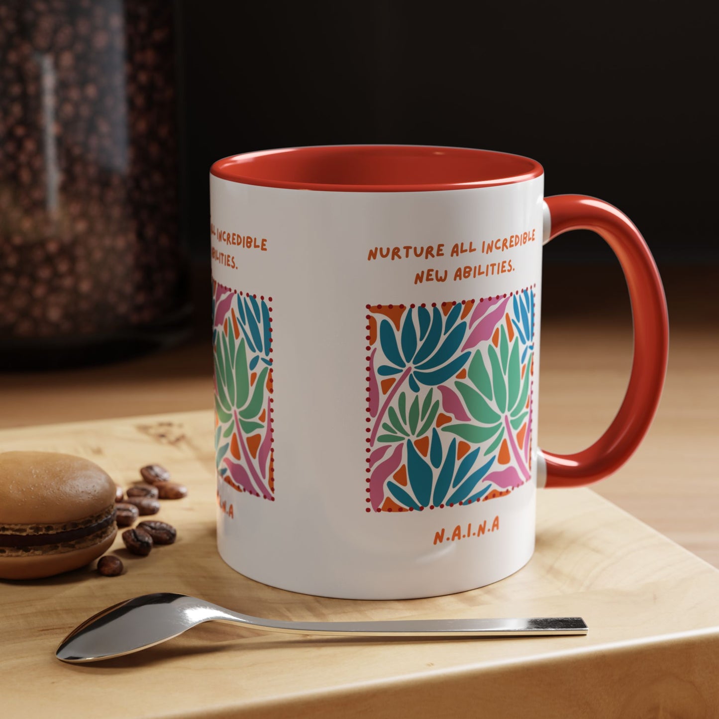 Personalized Initial Floral Momentum Accent Coffee Mug