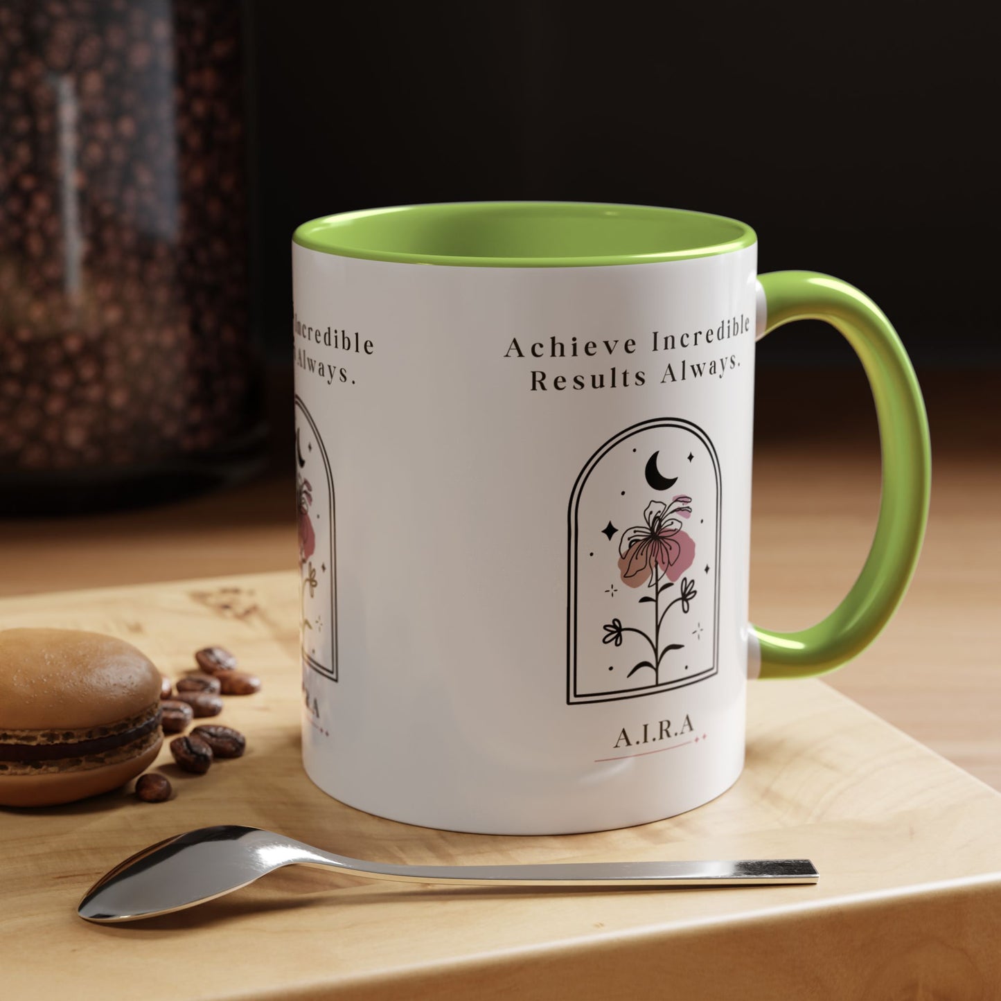 Personalized Initial Floral Moon Accent Coffee Mug