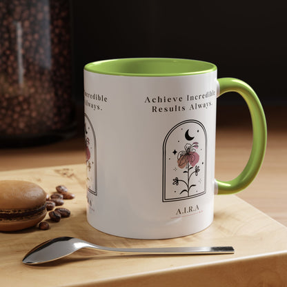 Personalized Initial Floral Moon Accent Coffee Mug