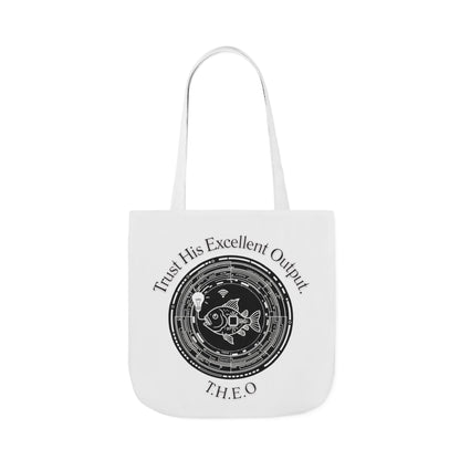 Personalized Initial Quote Circle Fish Canvas Tote Custom Name