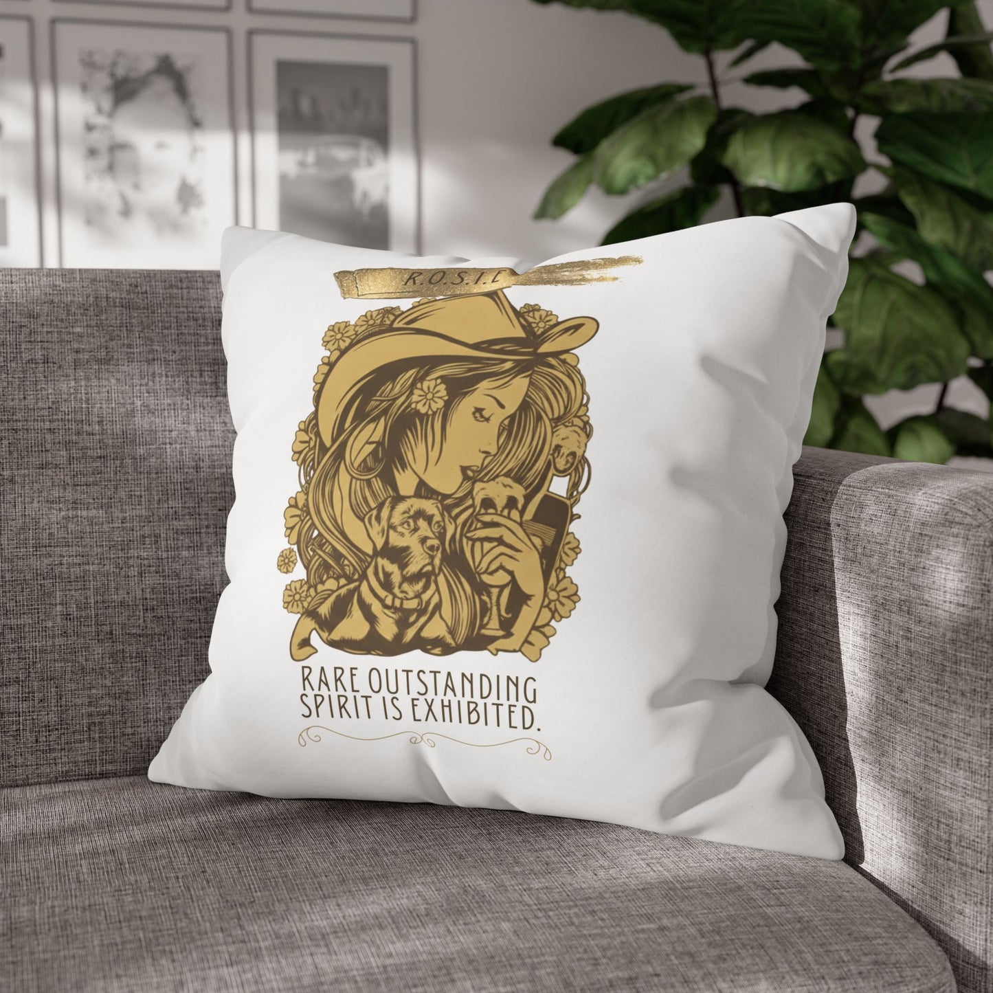 Personalized Initial Quote Golden Girl — Custom Sayings on Square Poly Canvas Pillowcase