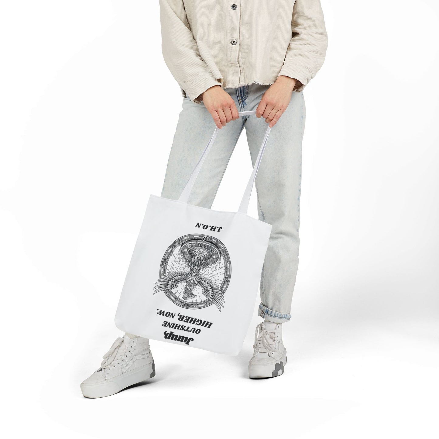Personalized Initial Quote Circled Eagle Canvas Tote Custom Name
