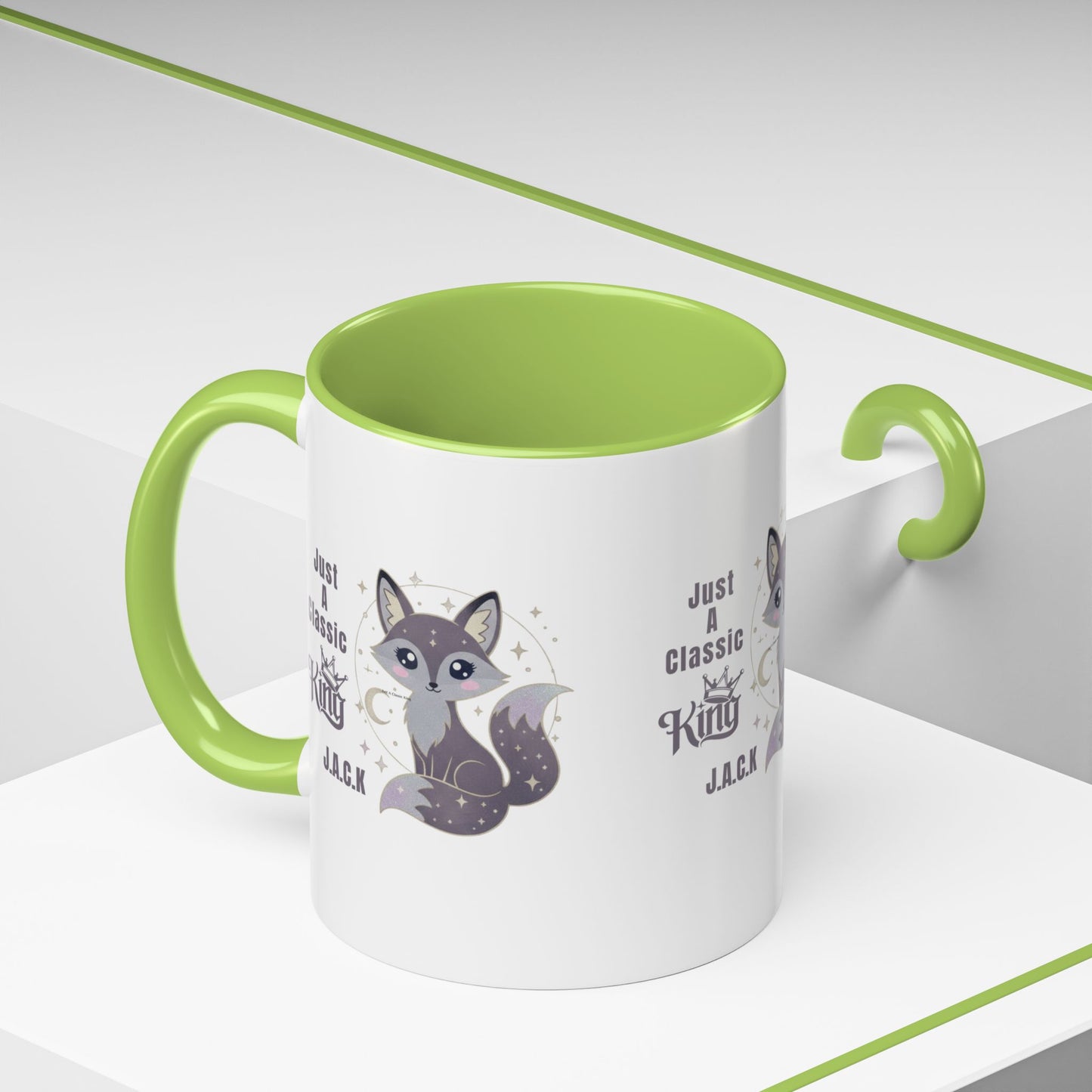Personalized Initial Fox King Accent Coffee Mug