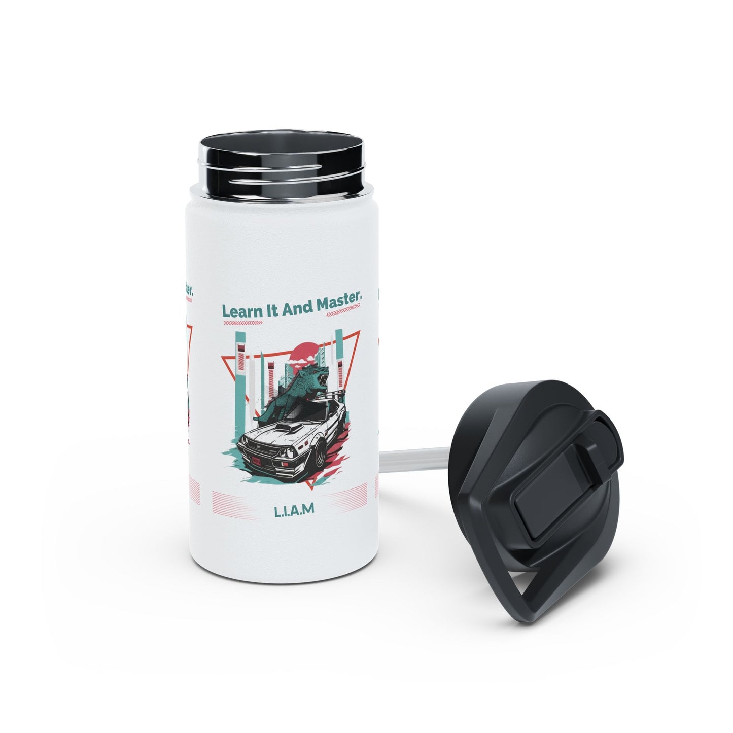 Personalized Initial Quote Dinosaur Car Stainless Steel Water Bottle
