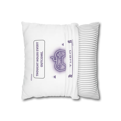 Personalized Initial Quote Game Controller — Custom Sayings on Square Poly Canvas Pillowcase