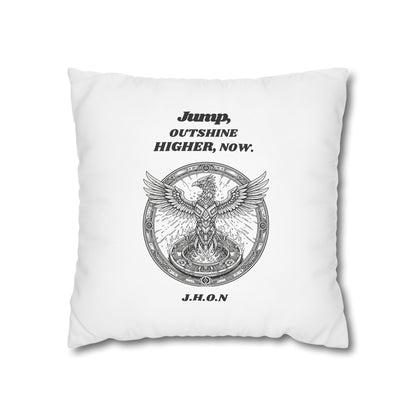Personalized Initial Quote Circled Eagle — Custom Sayings on Square Poly Canvas Pillowcase