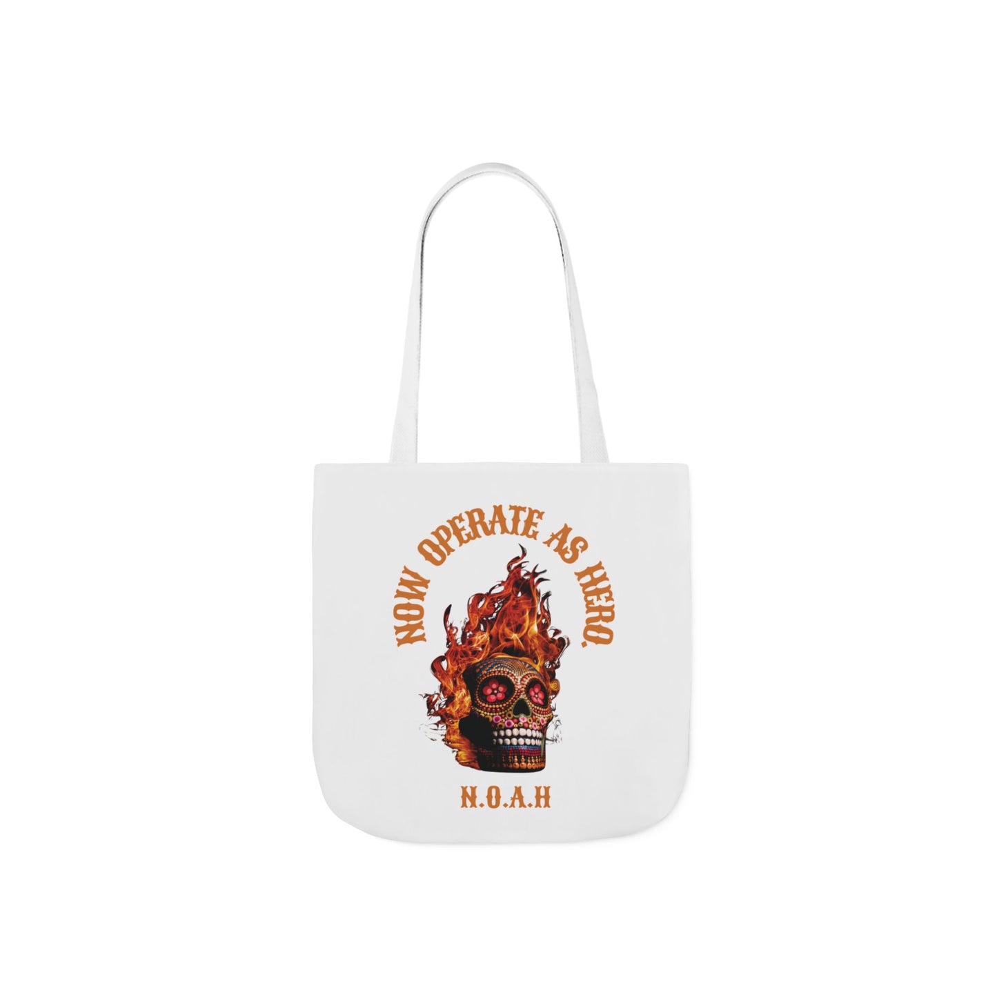Personalized Initial Quote Fire Skull Canvas Tote Custom Name