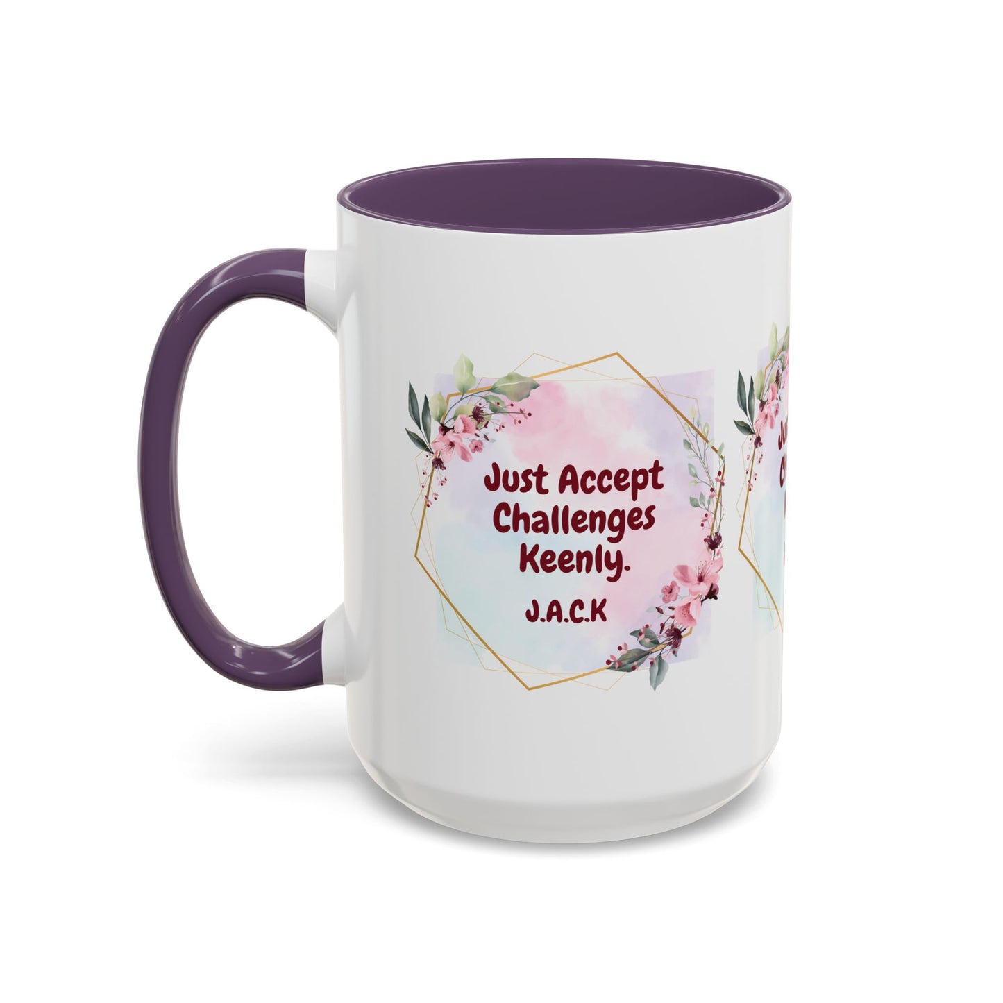 Personalized Floral Frame Accent Coffee Mug