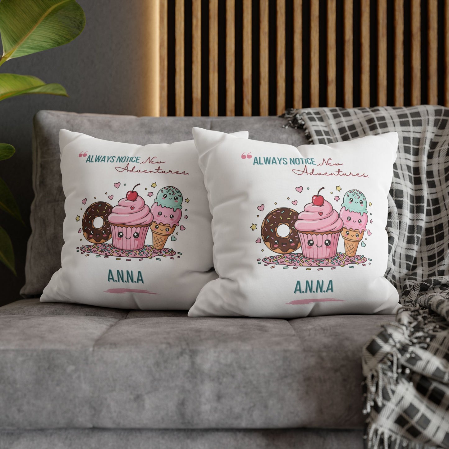 Personalized Initial Quote Sweet Treat — Custom Sayings on Square Poly Canvas Pillowcase